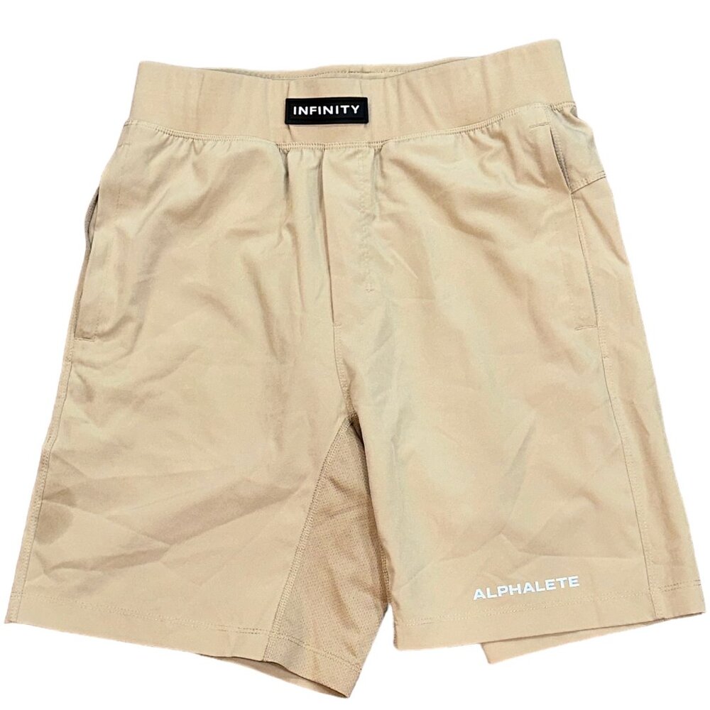 Alphalete Infinity Gym Shorts Tan‎ 8" Unlined Workout Athletic Size Small